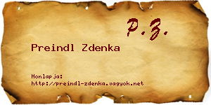 Preindl Zdenka névjegykártya